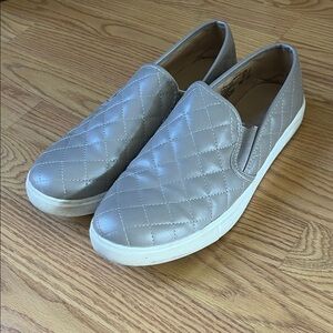 Quilted Slip-On Sneakers in Metallic Taupe